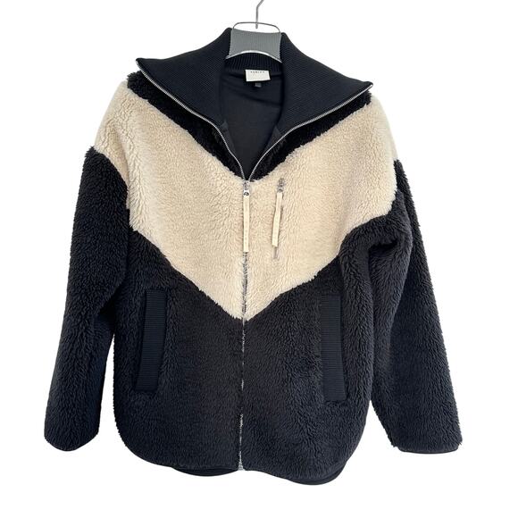 Varley Corson Sherpa Jacket Women Size XS Black Full Zip Relaxed Fit Cozy - Picture 1 of 9